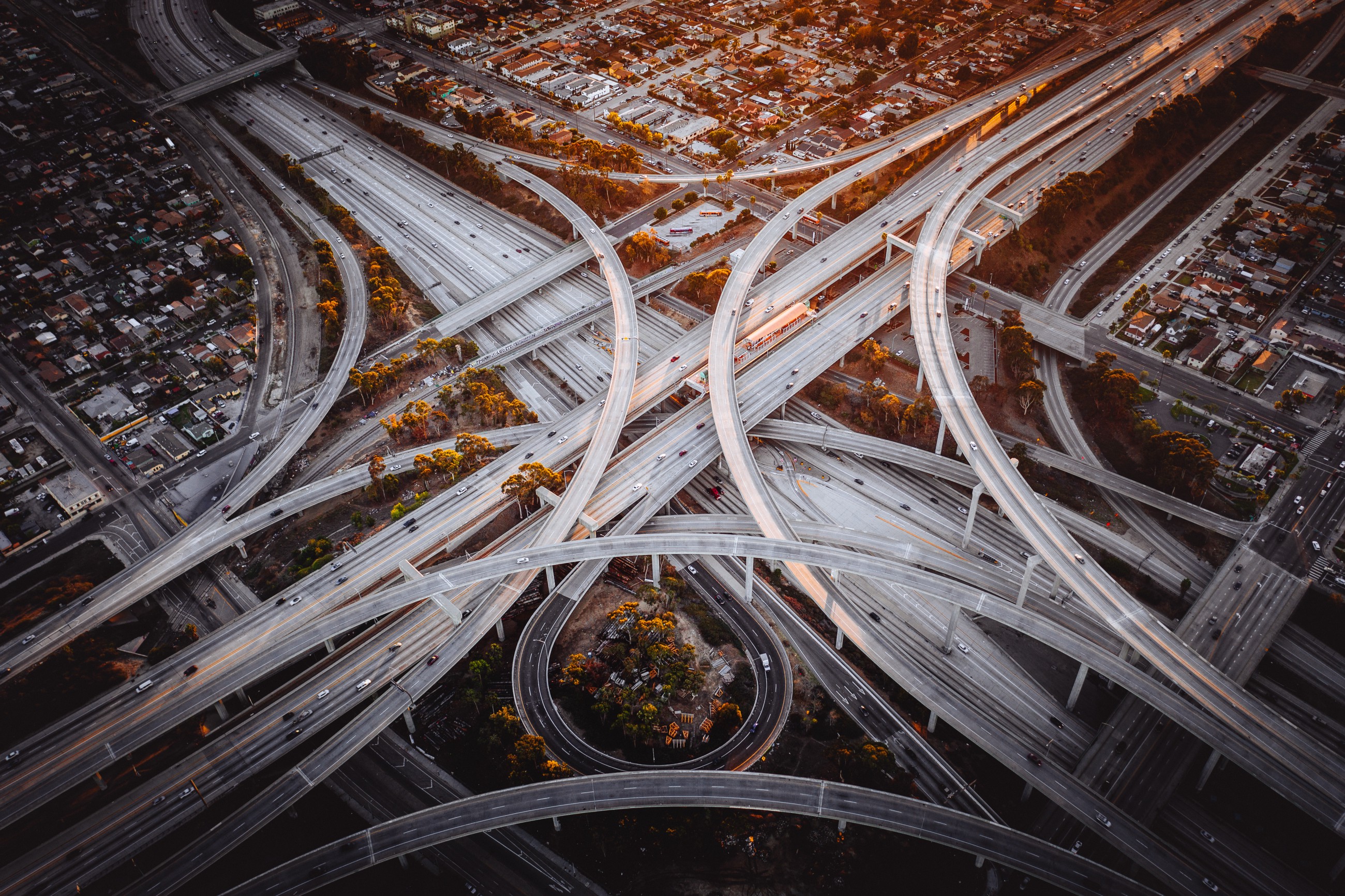Complex highway interchange